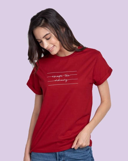 Escape The Ordinary Graphic Print Women’s T-Shirt – Inspirational Cotton Casual Tee