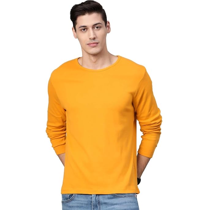 Mustard Yellow Full Sleeve Men’s T-Shirt – Premium Cotton Casual Wear