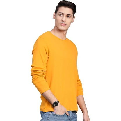 Mustard Yellow Full Sleeve Men’s T-Shirt – Premium Cotton Casual Wear