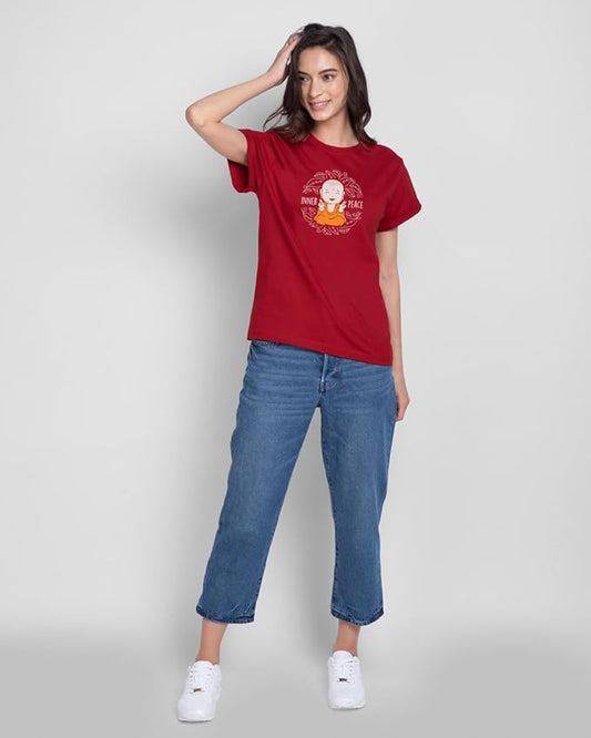 Inner Peace Monk Graphic Red T-Shirt