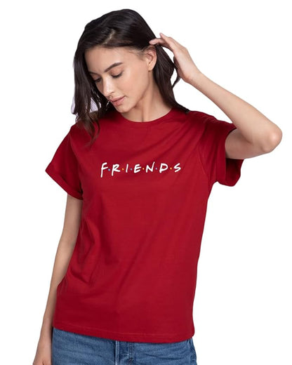 FRIENDS Logo Printed Red T-Shirt