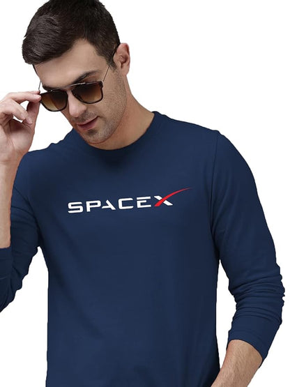 Space Rocket Graphic Print T-Shirt for Men – Sci-Fi Cotton Tee