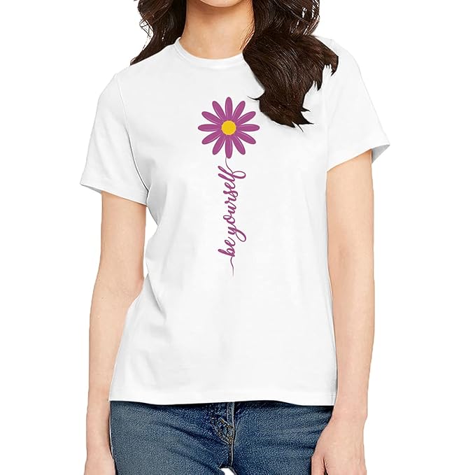 Be Yourself Daisy Graphic White T-Shirt