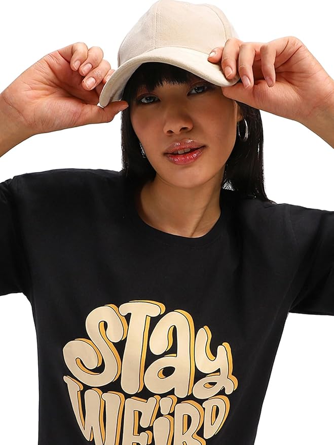 Stay Weird Retro Typography Black T-Shirt
