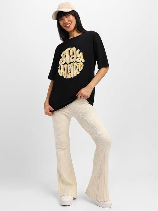Stay Weird Retro Typography Black T-Shirt