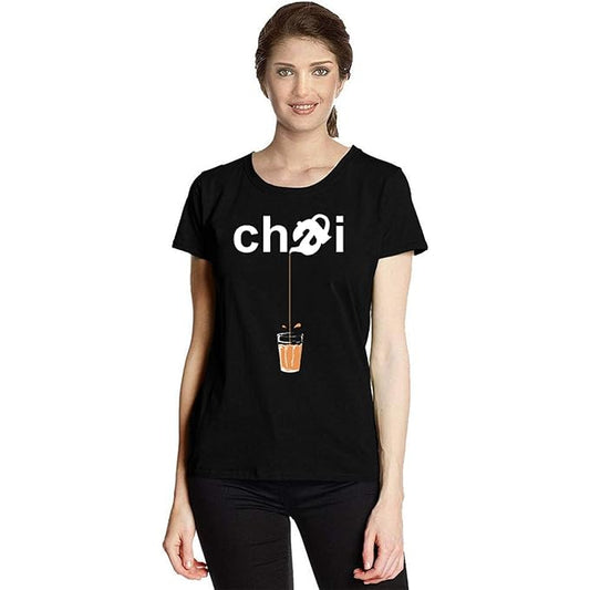 Women’s Black “Chai” Graphic T-Shirt | Fun & Quirky Desi Tea Lover Tee