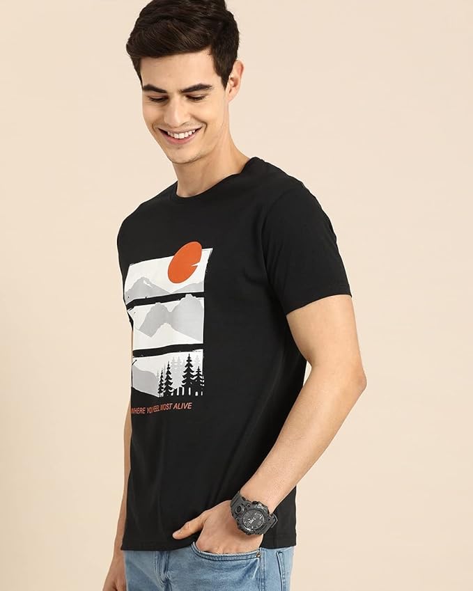 Sun Mountain Hills Men’s Graphic Printed T-Shirt | Nature-Inspired Scenic Tee
