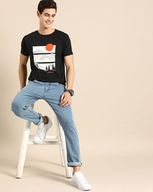 Sun Mountain Hills Men’s Graphic Printed T-Shirt | Nature-Inspired Scenic Tee