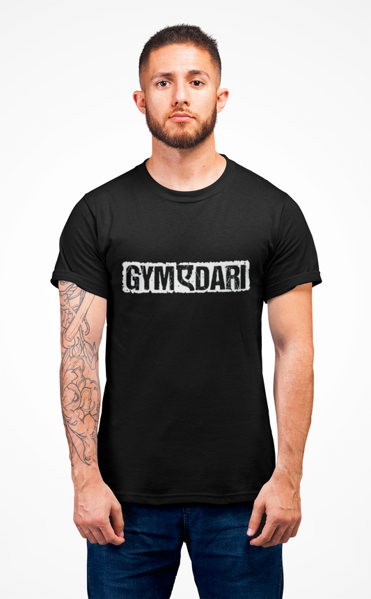 GYMADARI Men’s Graphic Printed Black T-Shirt | Bold Gym Motivation Tee