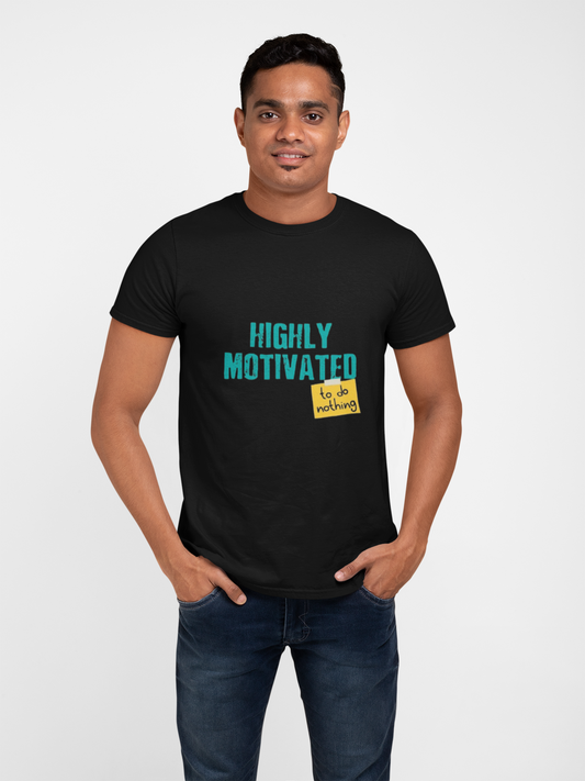 Highly Motivated Men’s Graphic Printed Black T-Shirt