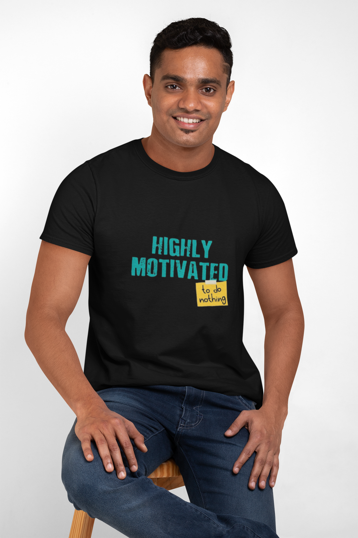 Highly Motivated Men’s Graphic Printed Black T-Shirt