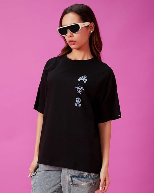 Toxic Symbols Oversized Black T-Shirt
