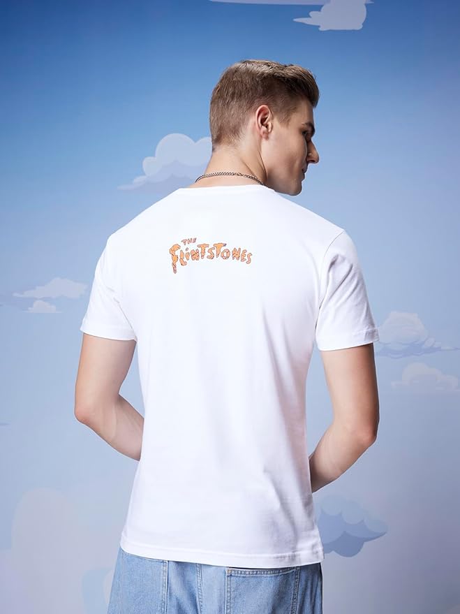 Flintstones “Let’s Rock” Cartoon Graphic White T-Shirt