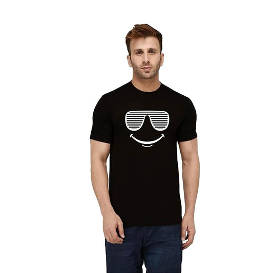 Cool Shades Smile Graphic Printed Black T-Shirt