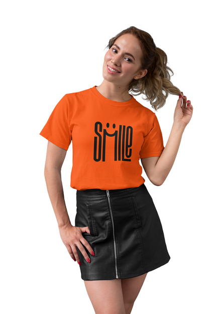 Bold Red "Smile" Graphic T-Shirt for Women