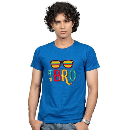 Black Graphic Tee with “तू मेरा BRO” Print – Fun & Quirky Style