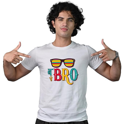 Black Graphic Tee with “तू मेरा BRO” Print – Fun & Quirky Style