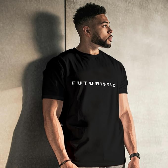 Black FUTURISTIC Graphic T-Shirt – Minimalist Modern Style