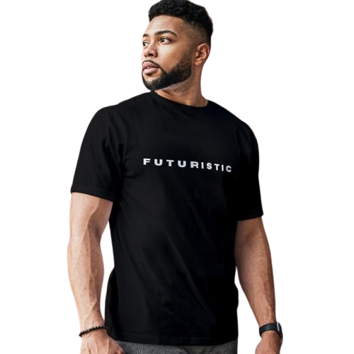 Black FUTURISTIC Graphic T-Shirt – Minimalist Modern Style