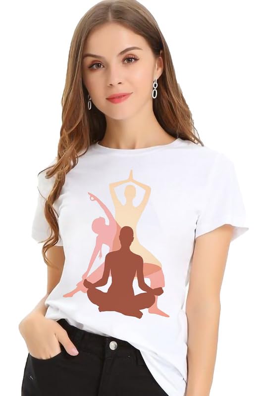 Yoga Pose Graphic Print Women’s T-Shirt – Mindful Cotton Casual Tee