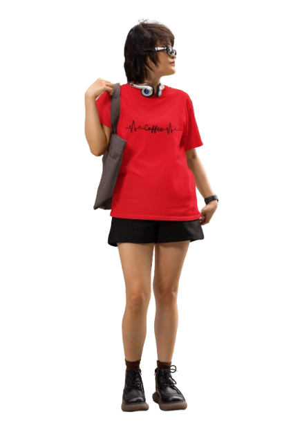 Women’s Coffee Heartbeat Graphic Cotton T-Shirt | Casual Round Neck Tee