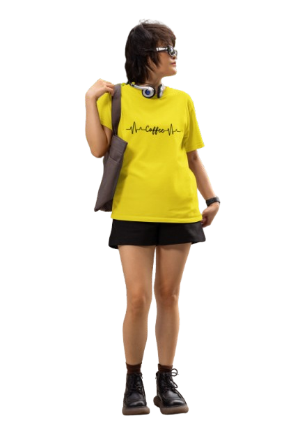 Women’s Coffee Heartbeat Graphic Cotton T-Shirt | Casual Round Neck Tee
