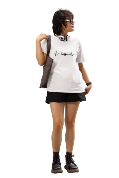Women’s Coffee Heartbeat Graphic Cotton T-Shirt | Casual Round Neck Tee
