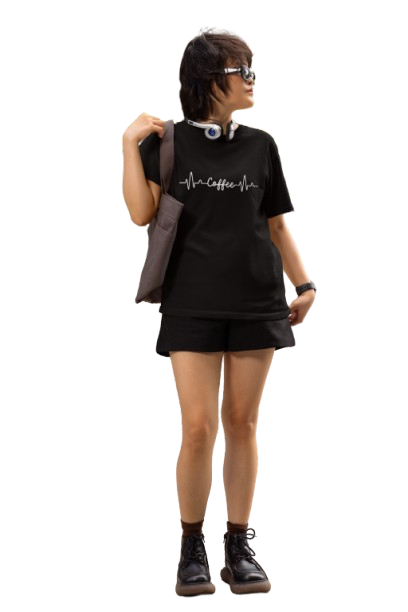 Women’s Coffee Heartbeat Graphic Cotton T-Shirt | Casual Round Neck Tee