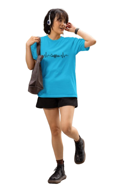 Women’s Coffee Heartbeat Graphic Cotton T-Shirt | Casual Round Neck Tee