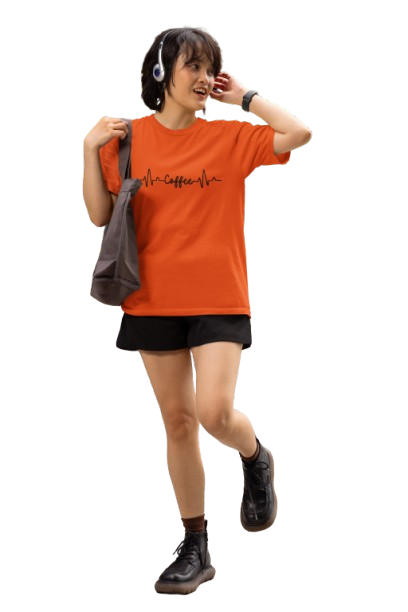 Women’s Coffee Heartbeat Graphic Cotton T-Shirt | Casual Round Neck Tee