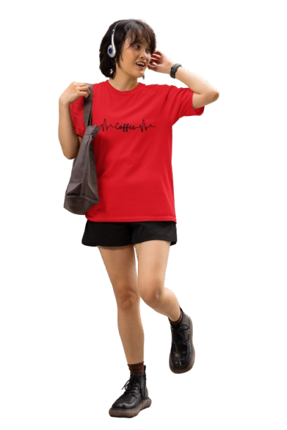 Women’s Coffee Heartbeat Graphic Cotton T-Shirt | Casual Round Neck Tee