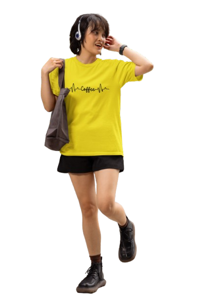 Women’s Coffee Heartbeat Graphic Cotton T-Shirt | Casual Round Neck Tee