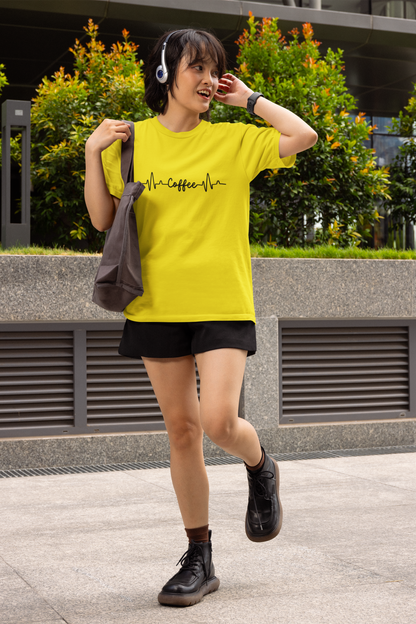 Red Coffee Heartbeat Graphic T-Shirt – Bold & Fun Design