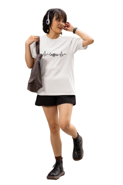 Women’s Coffee Heartbeat Graphic Cotton T-Shirt | Casual Round Neck Tee