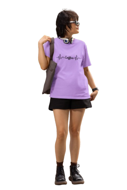 Women’s Coffee Heartbeat Graphic Cotton T-Shirt | Casual Round Neck Tee