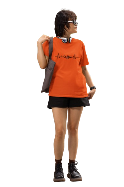Women’s Coffee Heartbeat Graphic Cotton T-Shirt | Casual Round Neck Tee