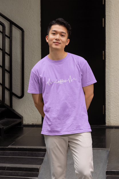 Coffee Heartbeat Graphic Print T-Shirt for Men – Casual Cotton Tee