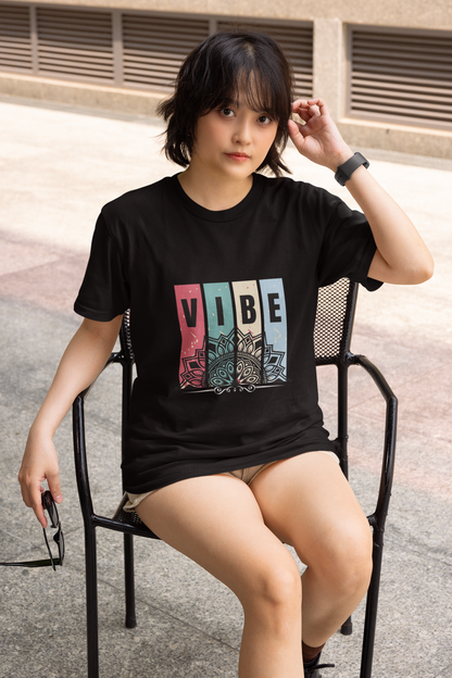 VIBE Graphic Printed Black T-Shirt | Casual Unisex Tee