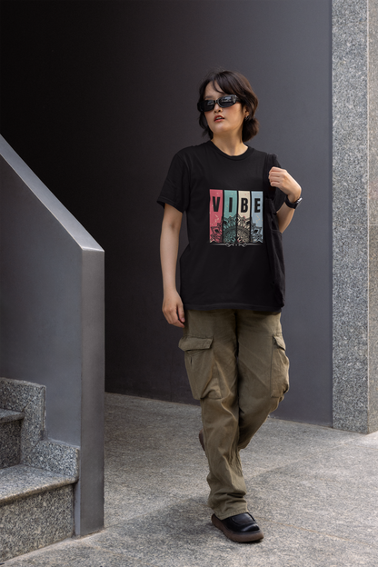 VIBE Graphic Printed Black T-Shirt | Casual Unisex Tee