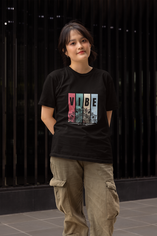 VIBE Graphic Printed Black T-Shirt | Casual Unisex Tee