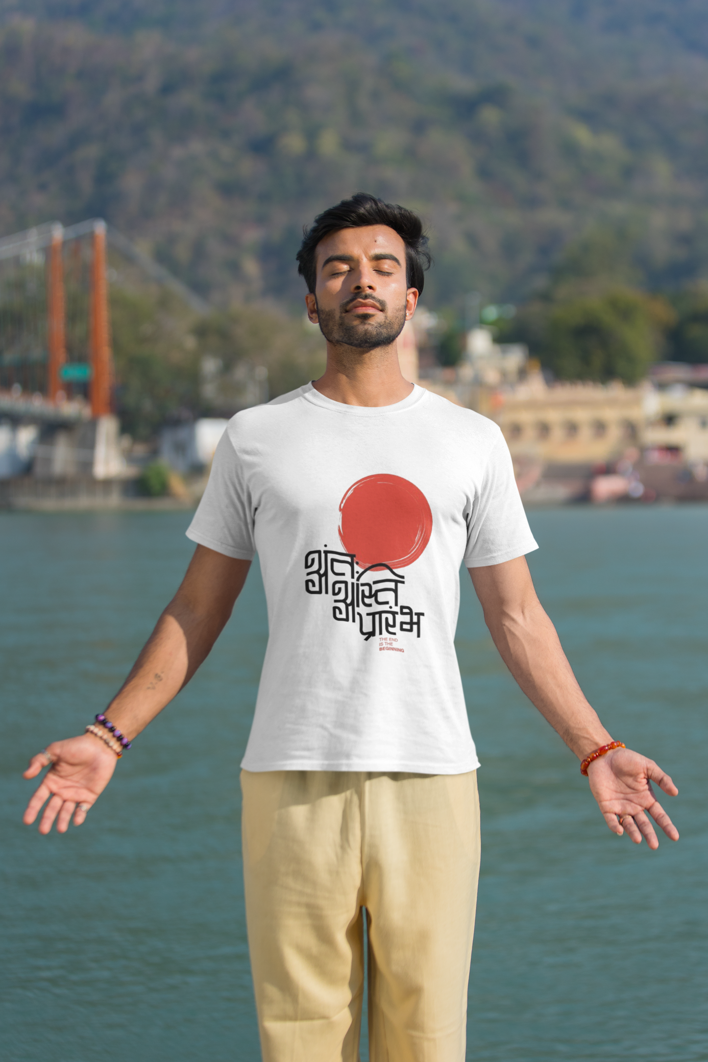 "शुभारंभ" Yellow Graphic T-Shirt | Traditional Hindi Calligraphy Tee