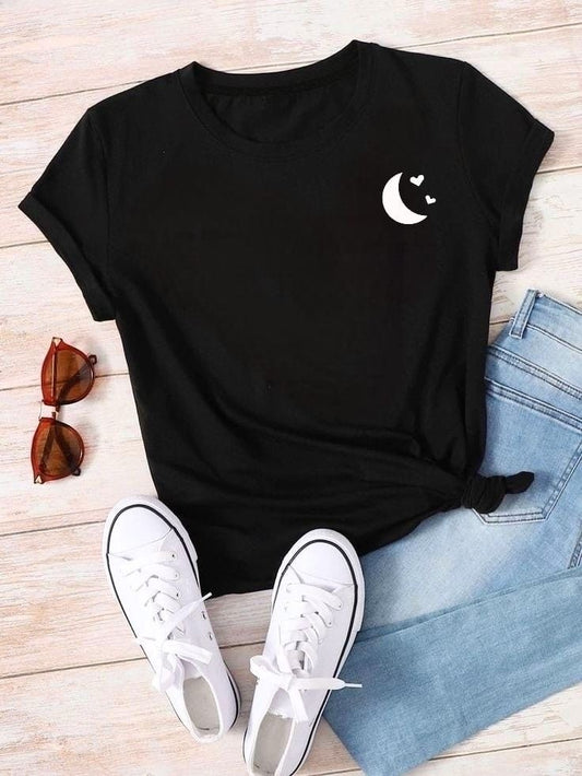 Moon Heart Printed T-Shirt – Soft, Dreamy & Aesthetic Vibes