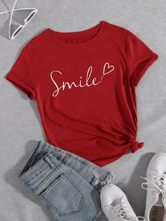 Smile Script Red Graphic T-Shirt