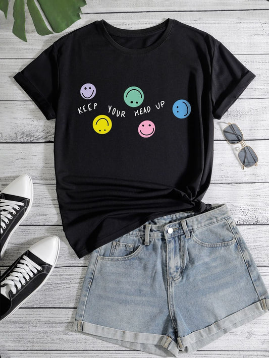 Keep Your Head Up Printed T-Shirt – Motivational & Minimal Style