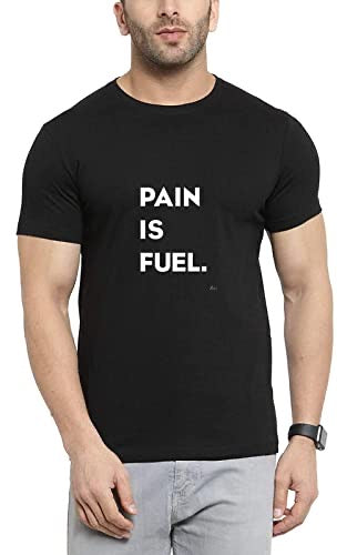 Pain is Fuel Graphic Printed Black T-Shirt
