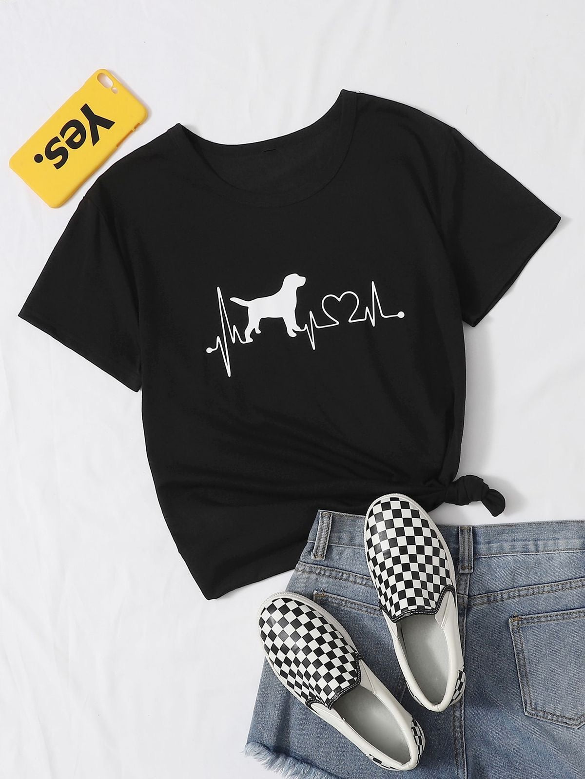 Dog Heartbeat Printed T-Shirt – Minimalist Pet Lover Tee