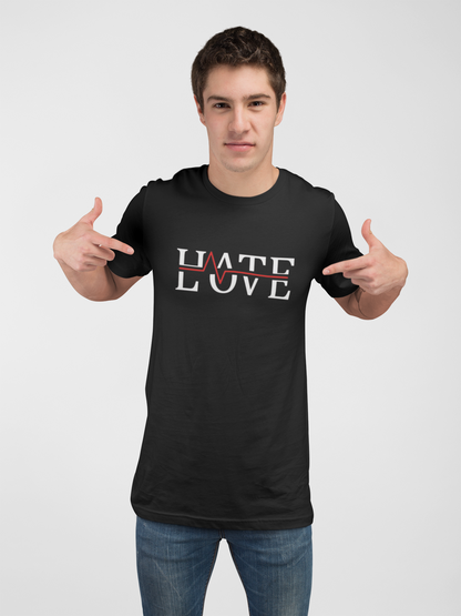 Black “Love” Multicolor Heart Graphic T-Shirt – 100% Cotton Casual Tee