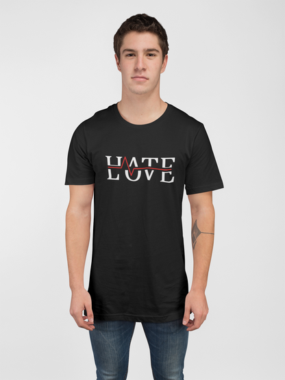 Black “Love” Multicolor Heart Graphic T-Shirt – 100% Cotton Casual Tee