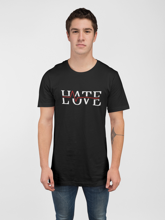 Black “Love” Multicolor Heart Graphic T-Shirt – 100% Cotton Casual Tee