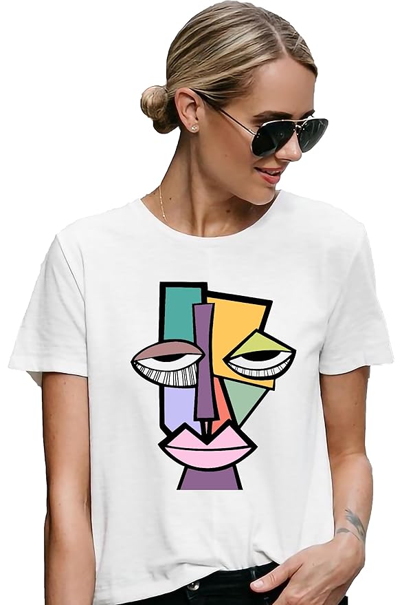 Abstract Picasso-Inspired Face Graphic T-Shirt